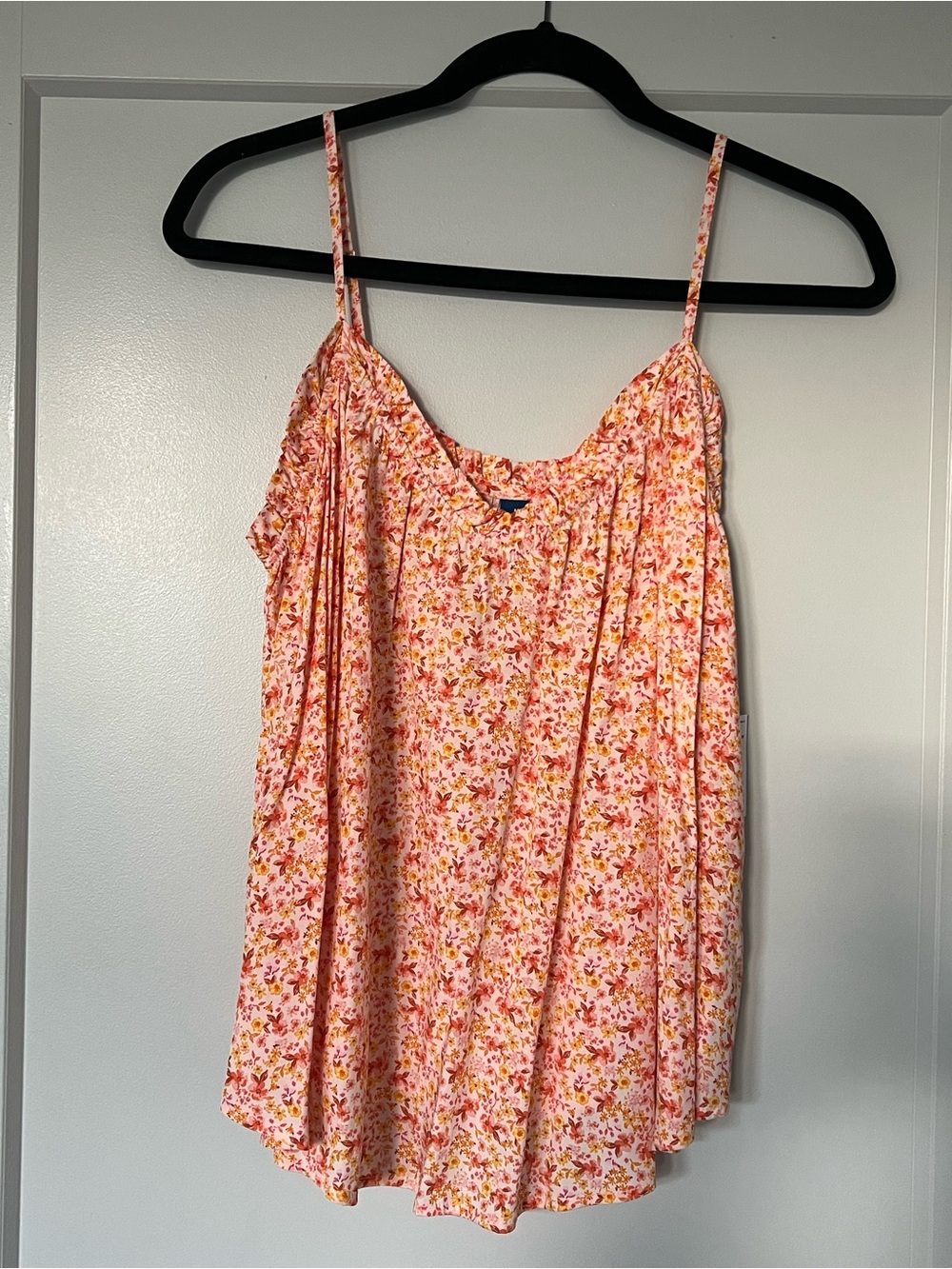 Women's Orange and Yellow Floral Spaghetti Strap Top